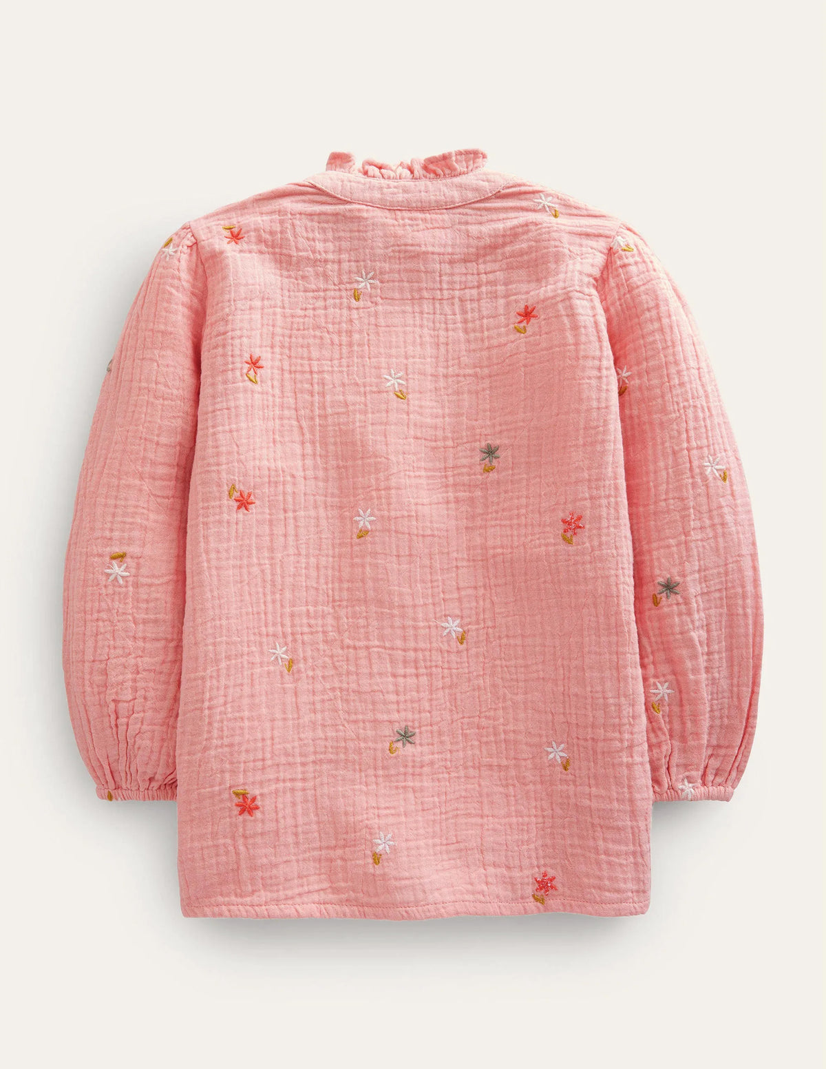 Double Cloth Embroidered Top-Dusty Pink Floral