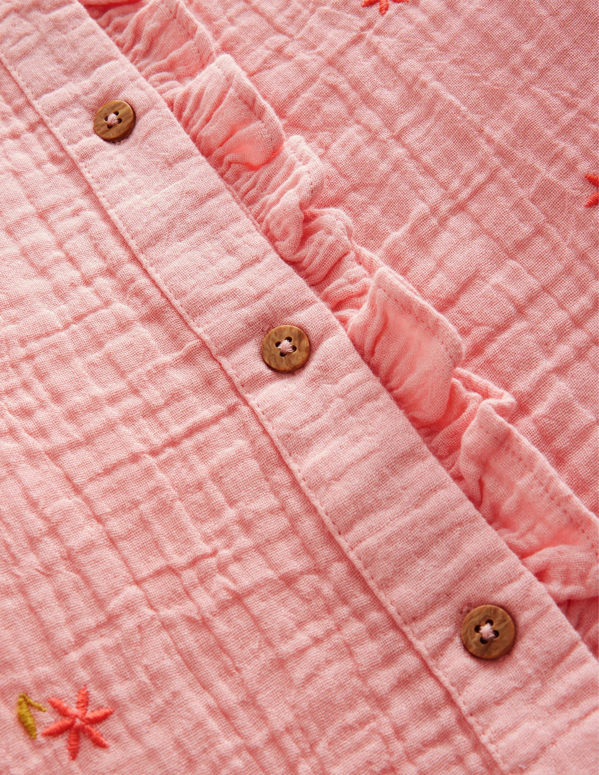 Double Cloth Embroidered Top-Dusty Pink Floral