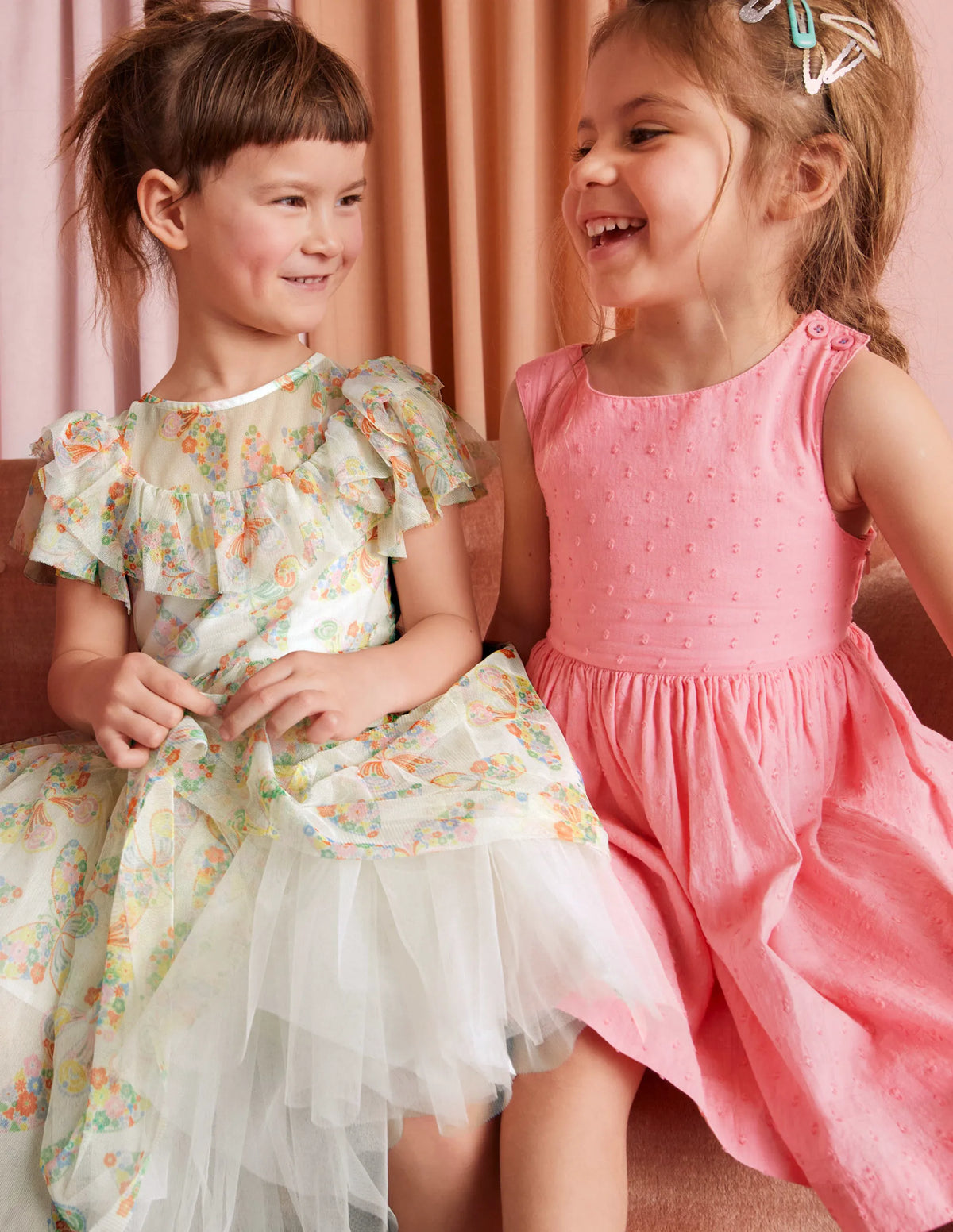 Frilly Tulle Dress-Ivory Multi Butterflies
