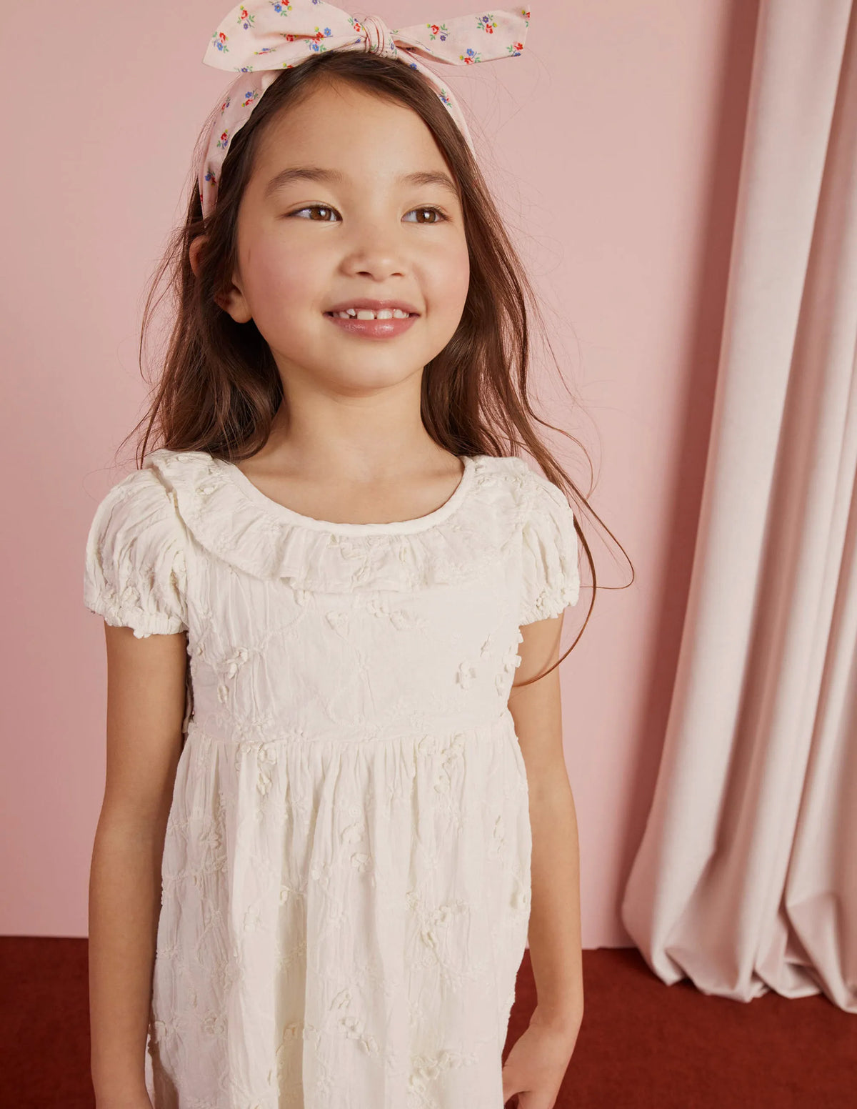 Dip Hem Broderie Dress-Ivory