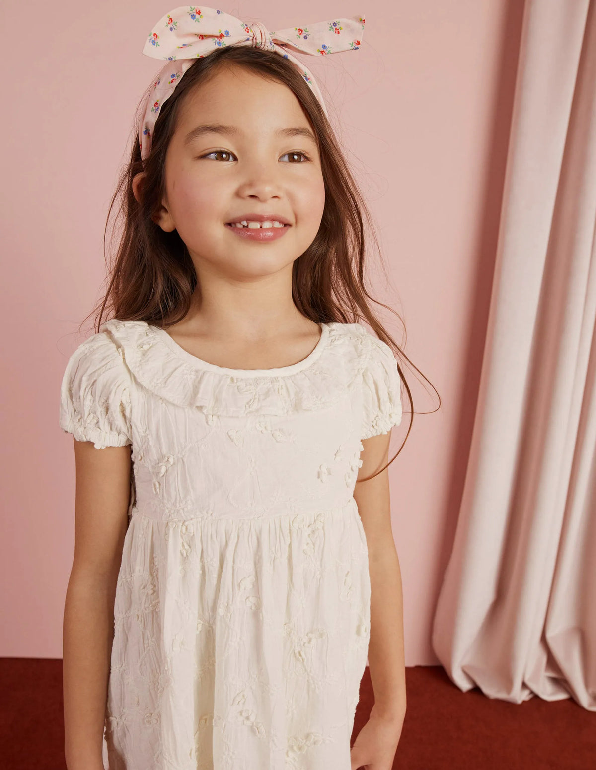 Dip Hem Broderie Dress-Ivory