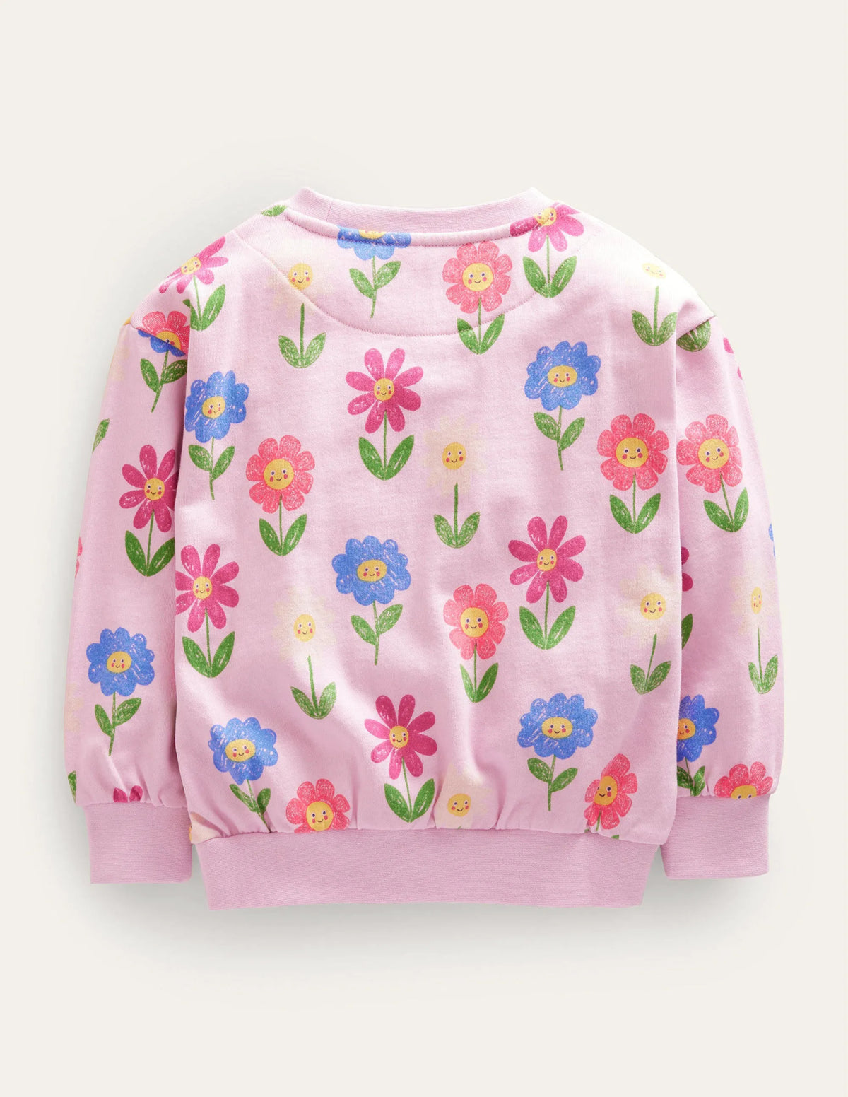 Relaxed Printed Sweatshirt-Winsome Pink Flowers