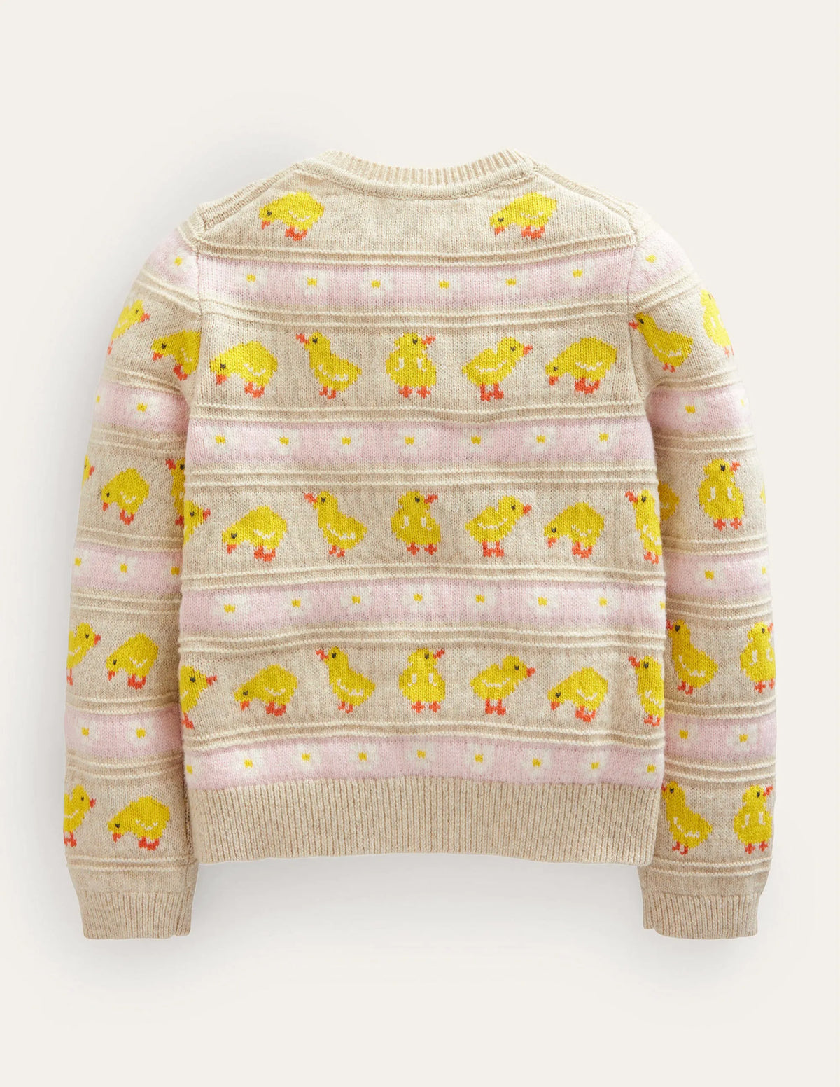 Fair Isle knitted Cardigan-Ecru Marl Chicks