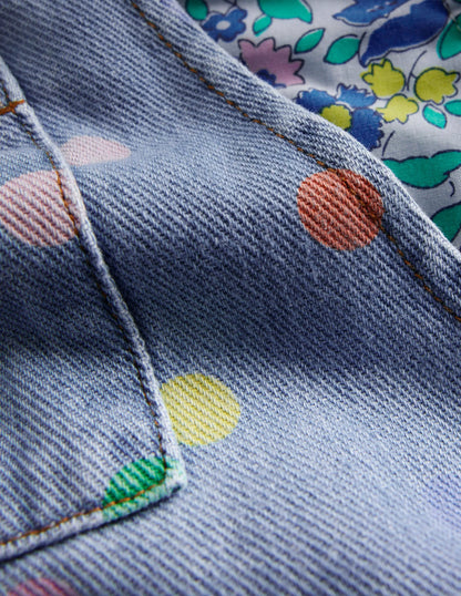 Relaxed Overalls-Denim Multi Spot