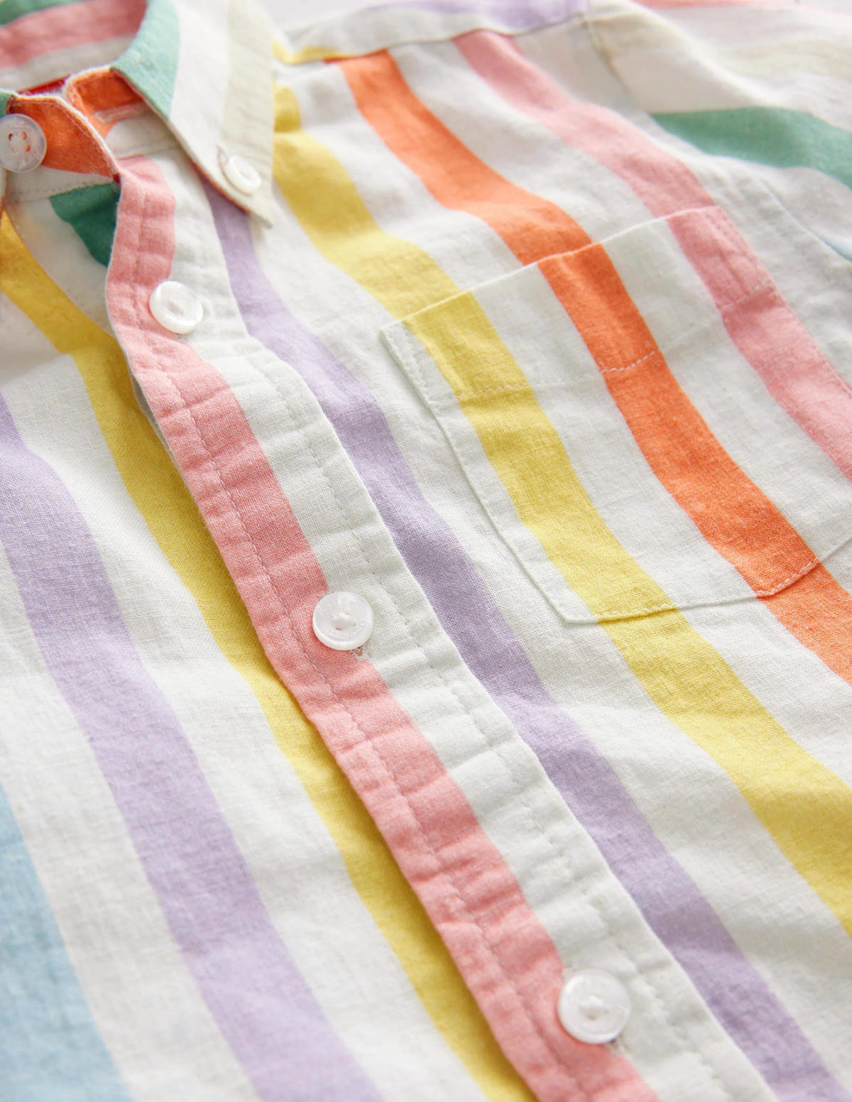Cotton Linen Shirt-Buttercup and Csarite Rainbow