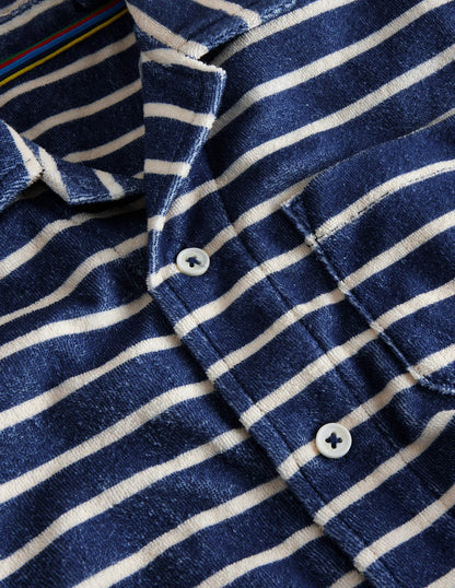 Towelling Shirt-College Navy / Vanilla Pod