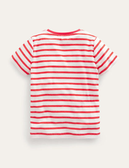 Towelling Logo T-shirt-Ivory/Red