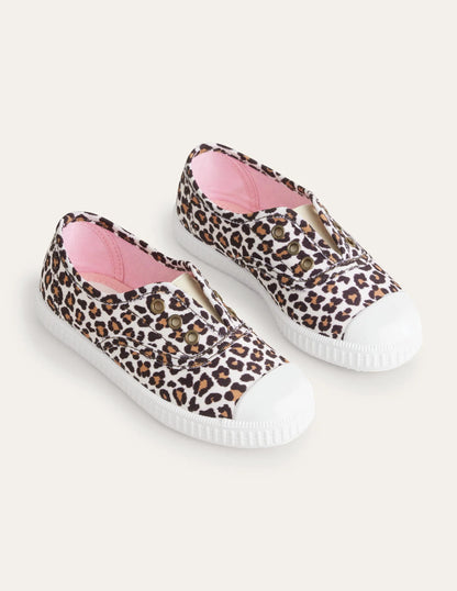 Laceless Canvas Pull-ons-Leopard