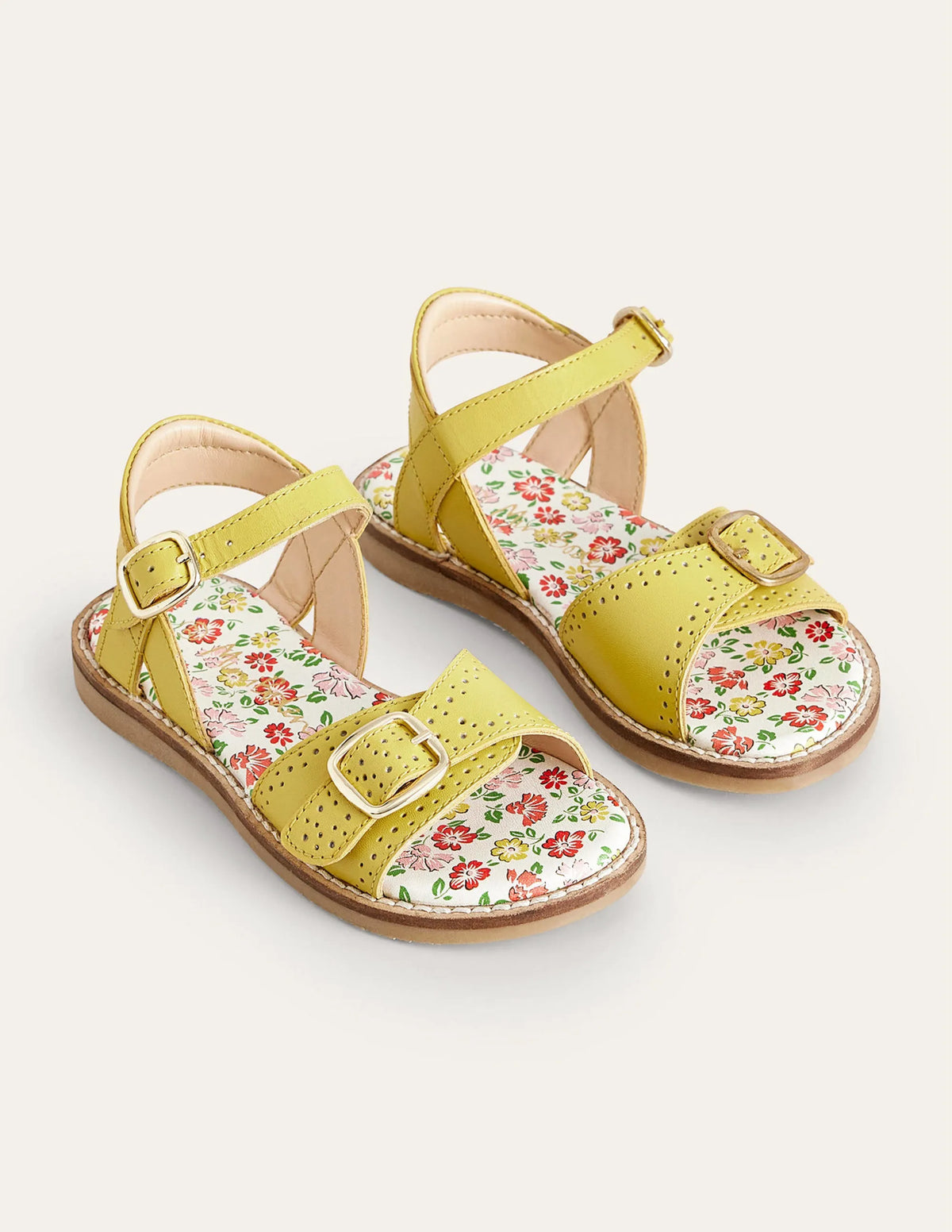Leather Buckle Sandals-Yellow
