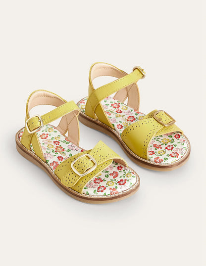 Leather Buckle Sandals-Yellow
