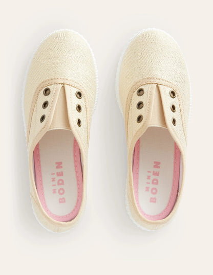 Laceless Canvas Pull-ons-Gold