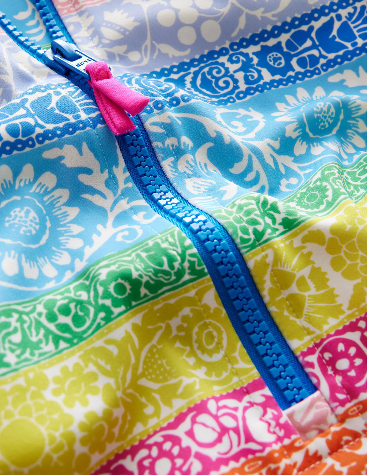 Short-sleeved Swimsuit-Ivory, Multi Wallpaper Stripe
