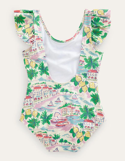 Flutter Sleeve Swimsuit-Multi Scene