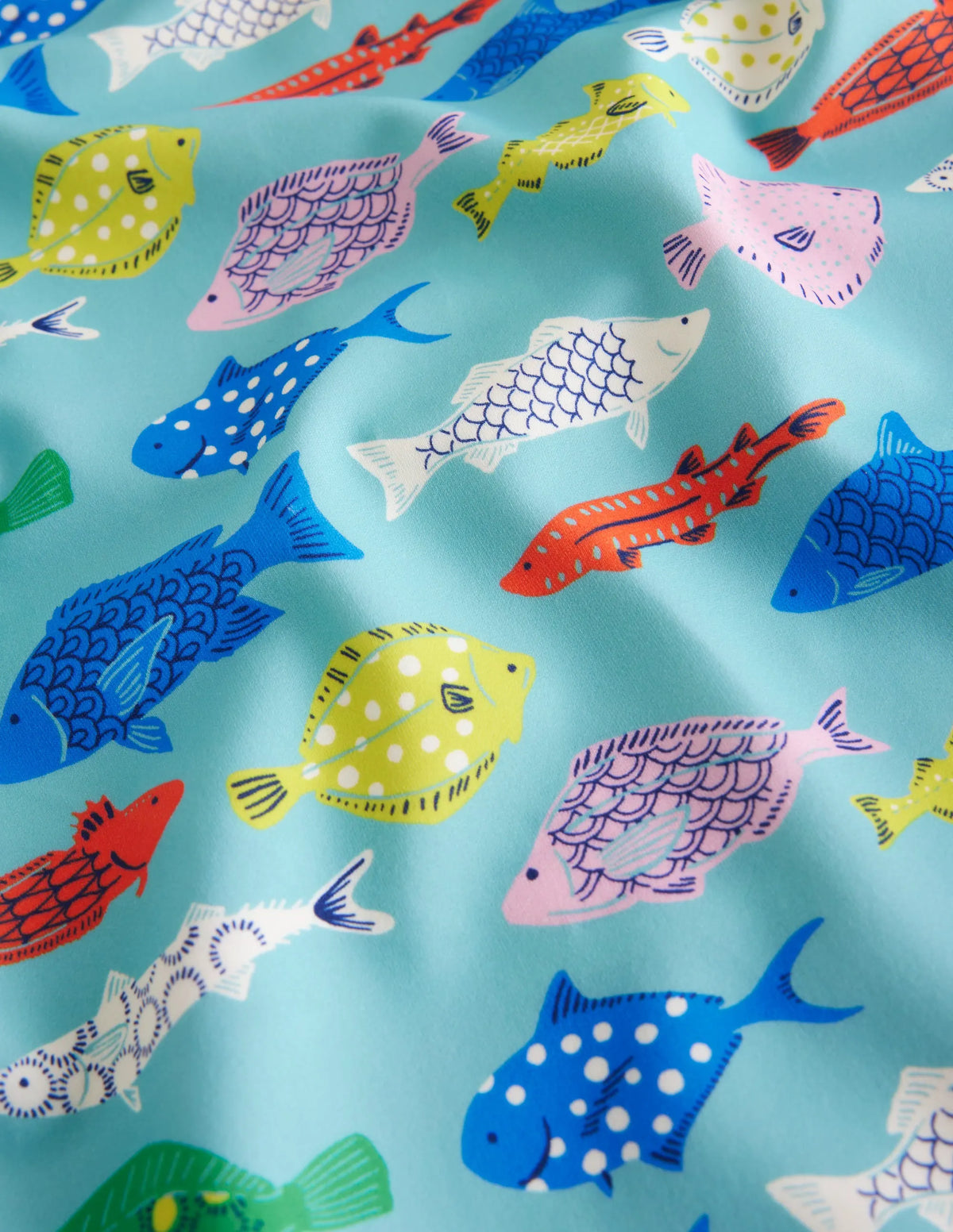 Flutter Sleeve Swimsuit-Aqua Sea Multi Fish