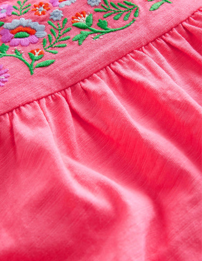 Embroidered Jersey Top-Lollipop Pink
