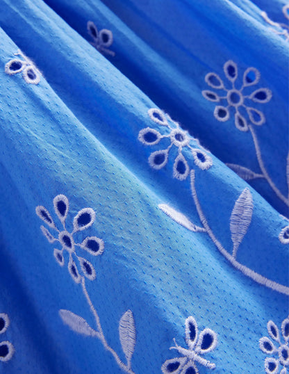 Broderie Twirly Dress-Penzance Blue