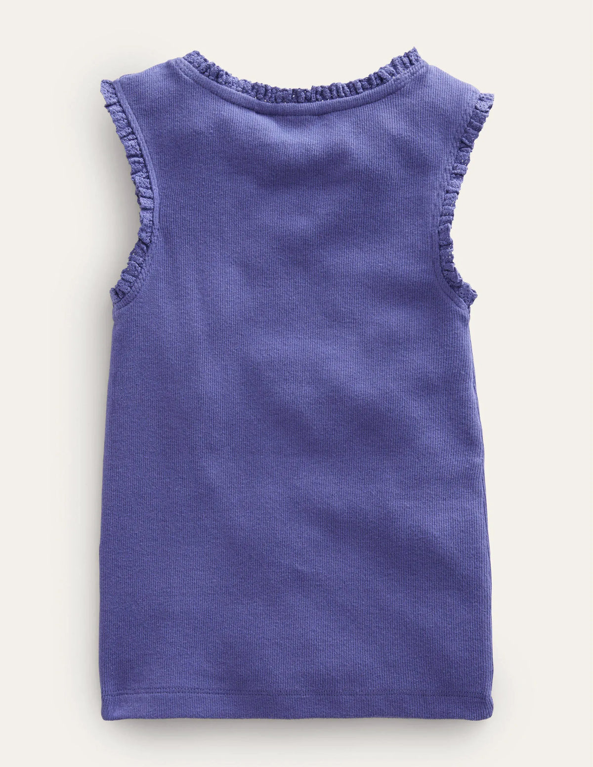 Ribbed Lace Trim Vest-Soft Starboard Blue