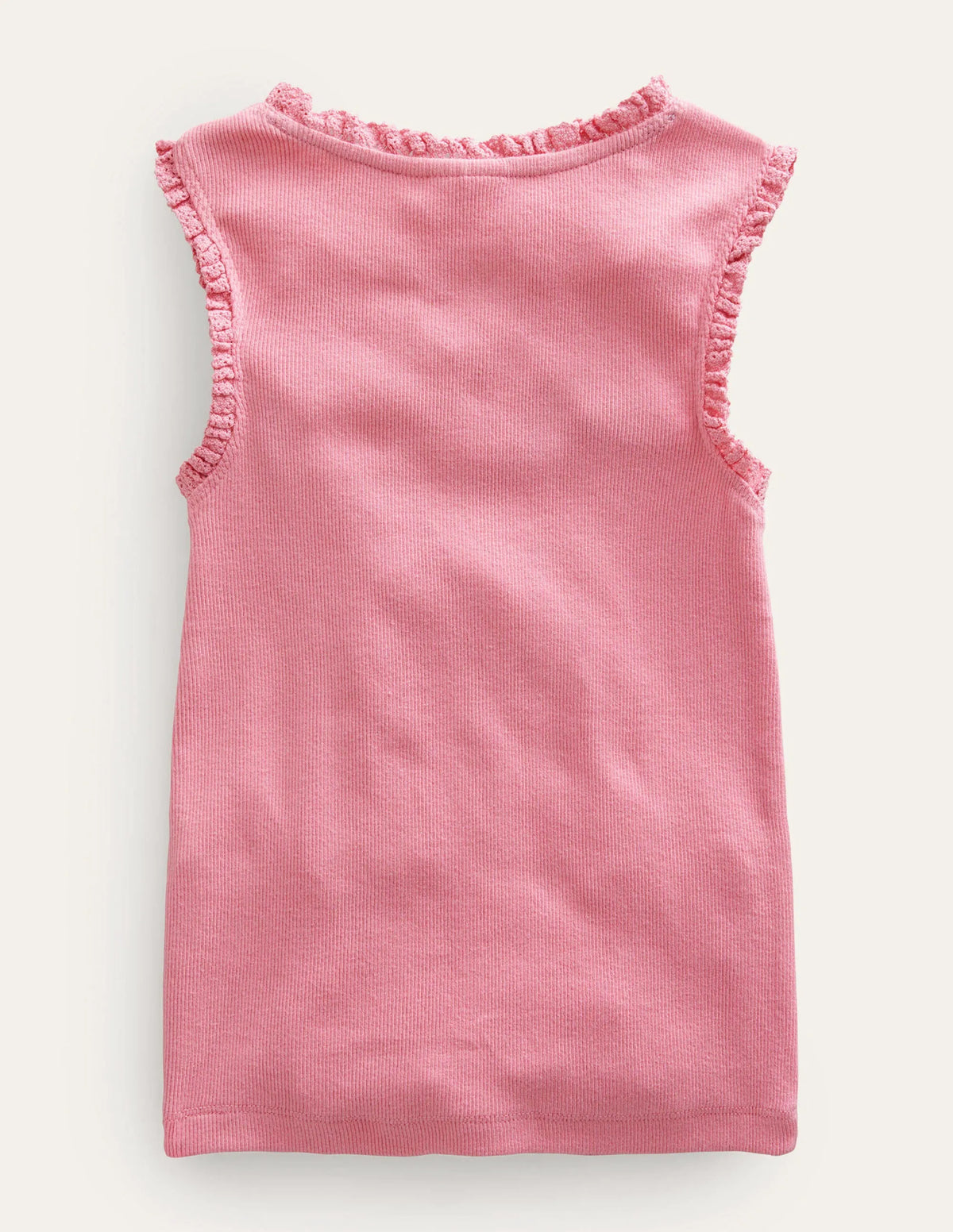 Ribbed Lace Trim Vest-Pink Lemonade