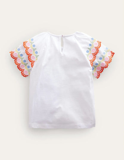 Broderie Mix T-shirt-White