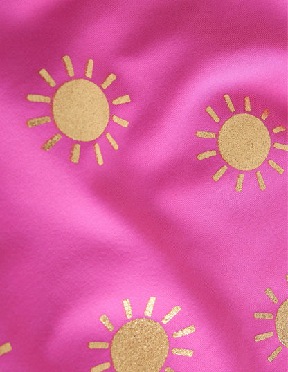 Cross Back Tankini Top-Tickled Pink Gold Foil Suns