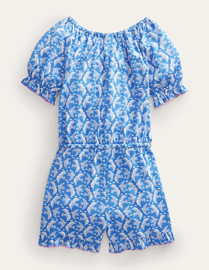 Printed Jersey Romper-Cabana Blue Birds