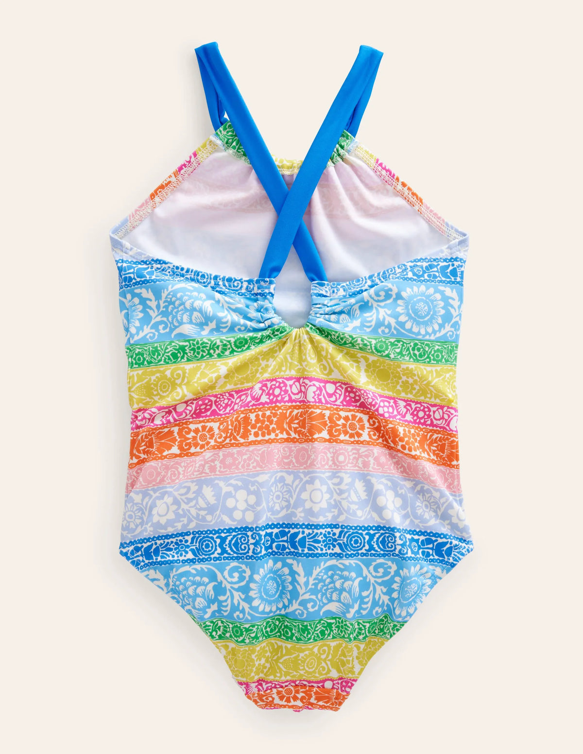 Loop Back Swimsuit-Ivory, Multi Wallpaper Stripe