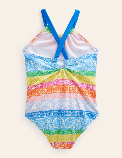 Loop Back Swimsuit-Ivory, Multi Wallpaper Stripe