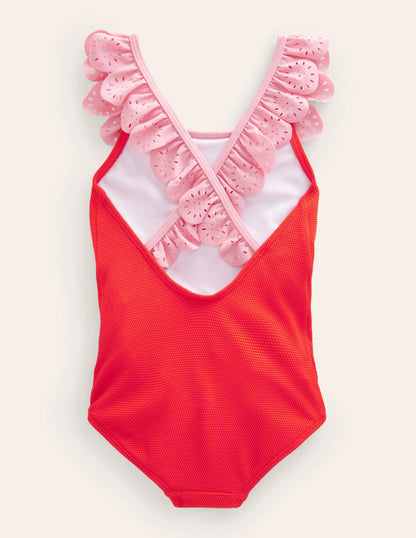 Broderie Frill Swimsuit-Fire
