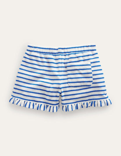 Frill Hem Towelling Short-Cabana Blue/Ivory