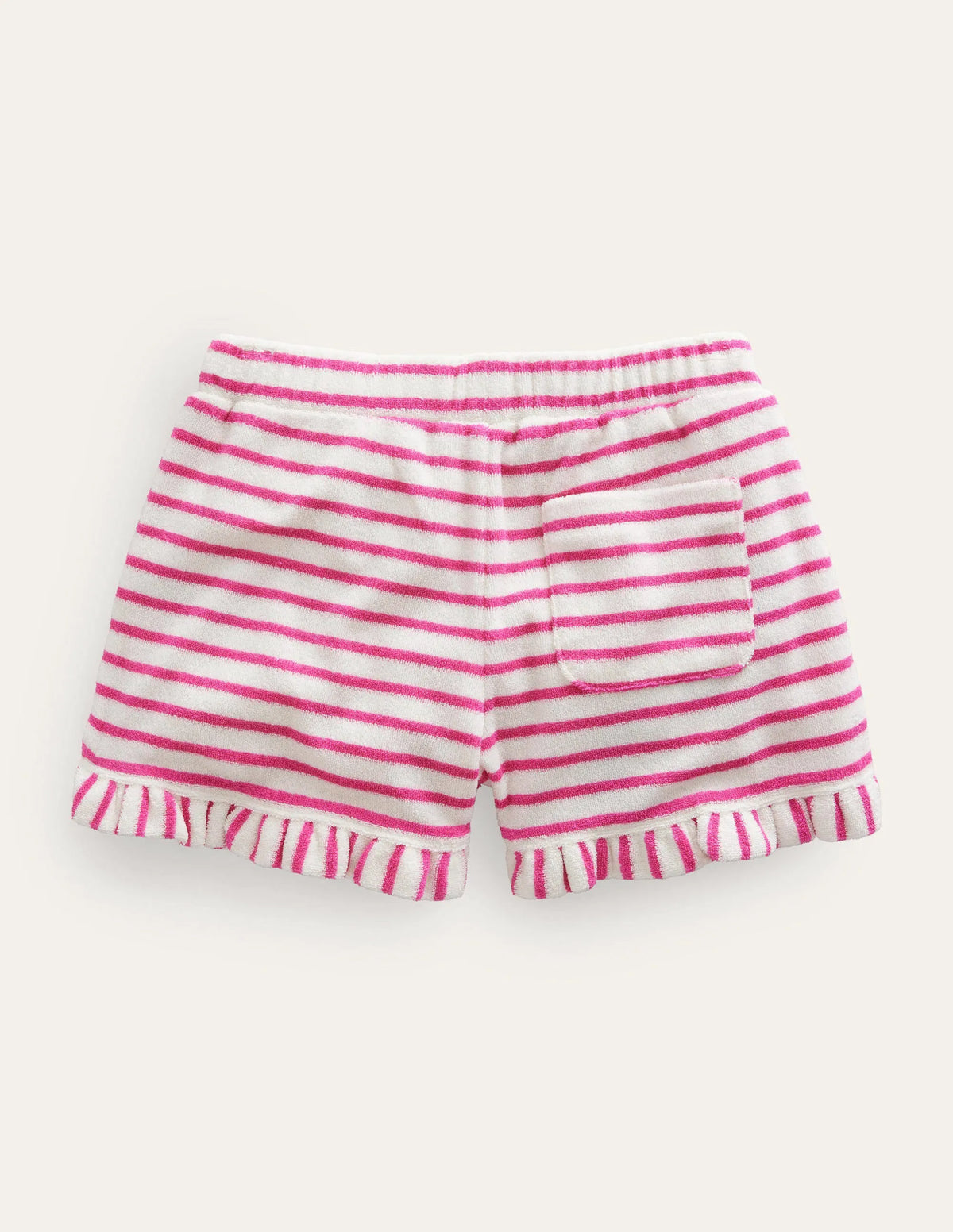 Frill Hem Towelling Short-Tickled Pink/Ivory