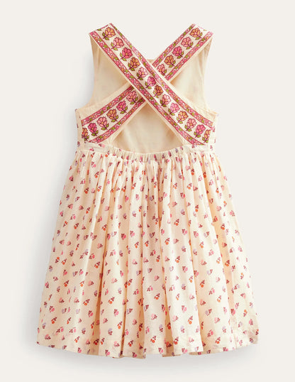 Cross-Back Dress-Dorset Cream Bud