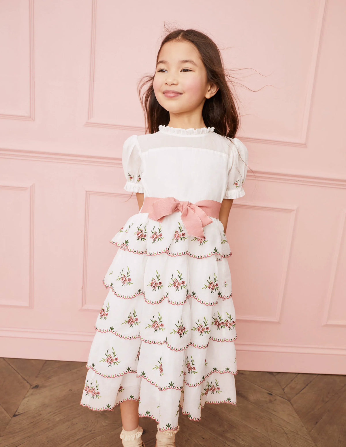 Embroidered Occasion Dress-Ivory