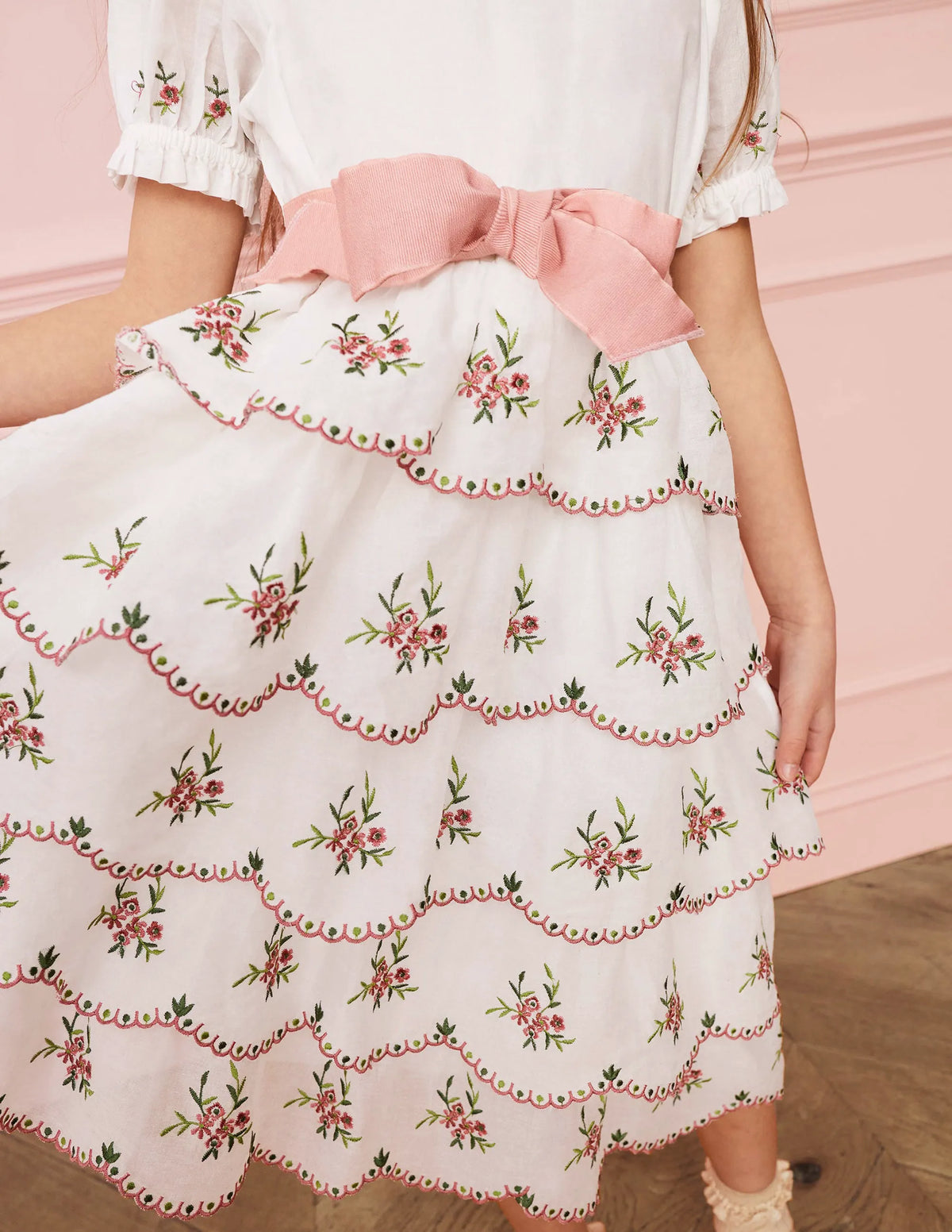 Embroidered Occasion Dress-Ivory