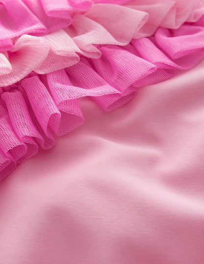 Tulle Frill Swimsuit-Neon Pink