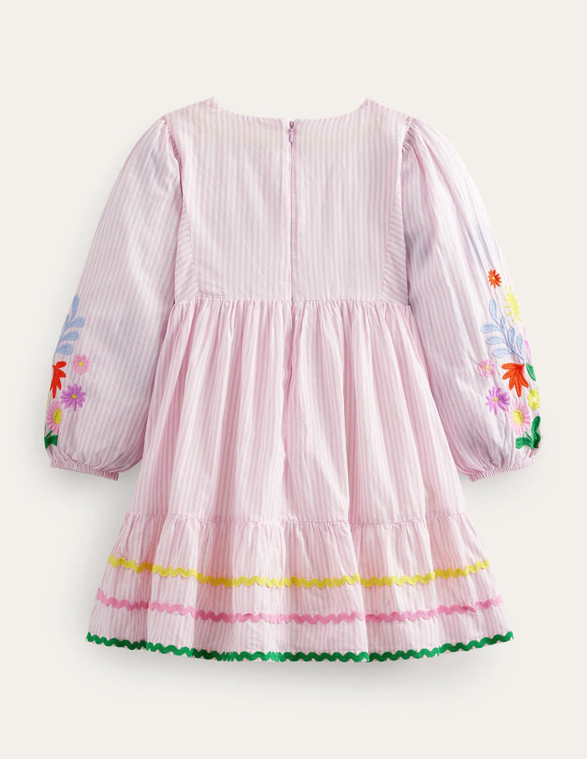 Embroidered Stripe Dress-Cameo Pink