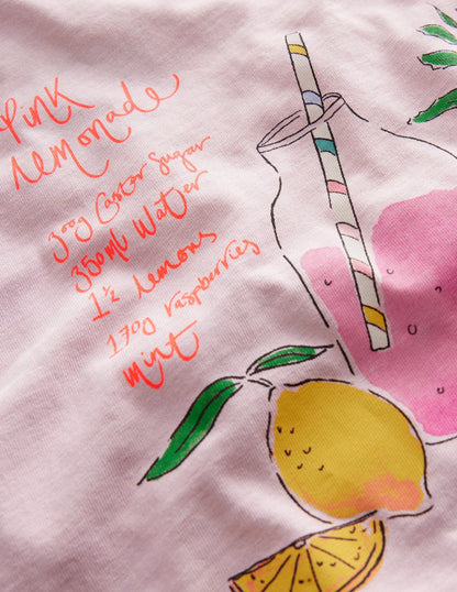 Painterly Printed T-Shirt-French Pink Lemonade