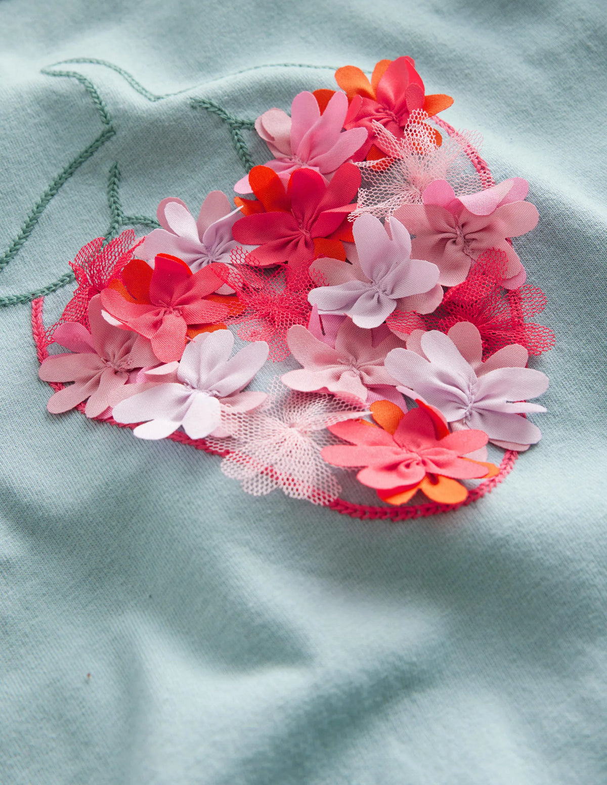 Embroidered Flutter Top-Tourmaline Blue Strawberry