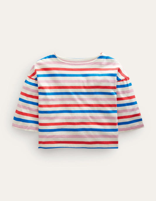 Boat Neck T-Shirt-Strawberry Tart Red/Lilac Pink