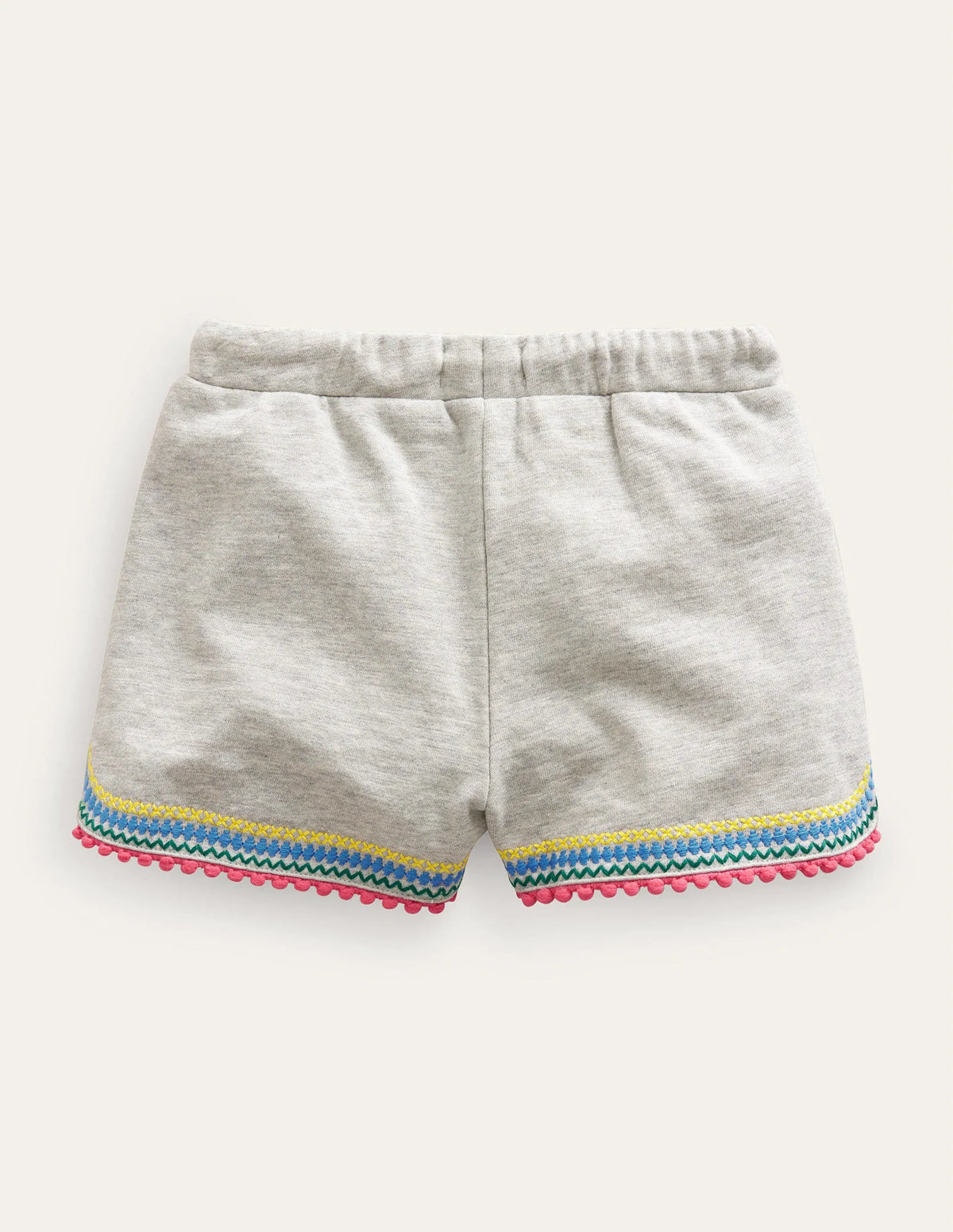Pom Trim Jersey Shorts-Grey Marl