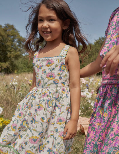 Bow Back Cotton Dress-Plum Blossom Summer Vine