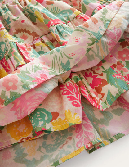 Ruffle Mini Skort-Multi Painterly Floral