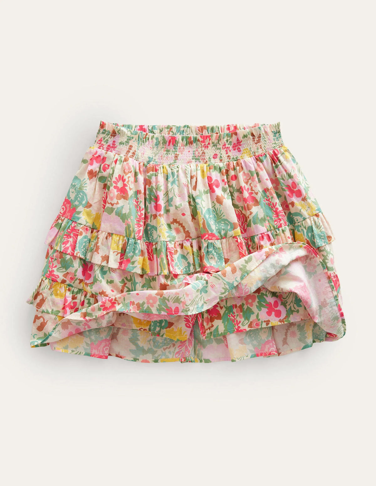Ruffle Mini Skort-Multi Painterly Floral
