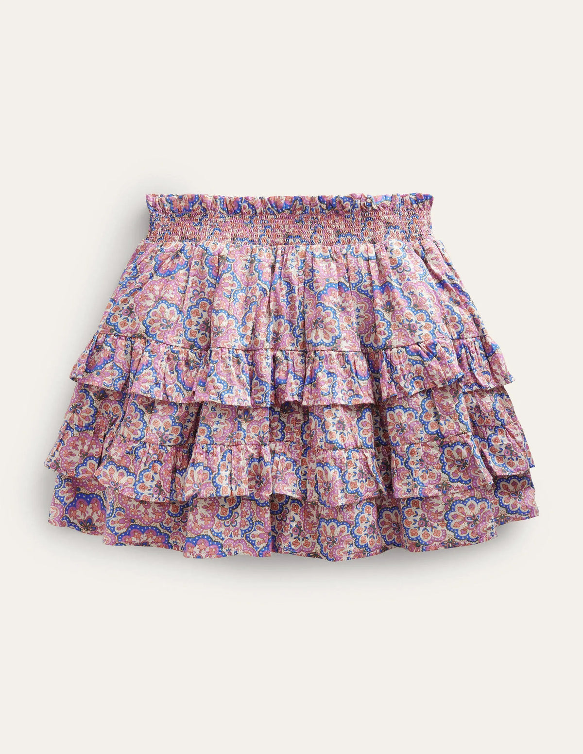Ruffle Mini Skort-Lupin and Peach Paisley