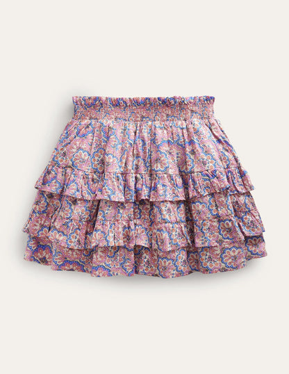 Ruffle Mini Skort-Lupin and Peach Paisley