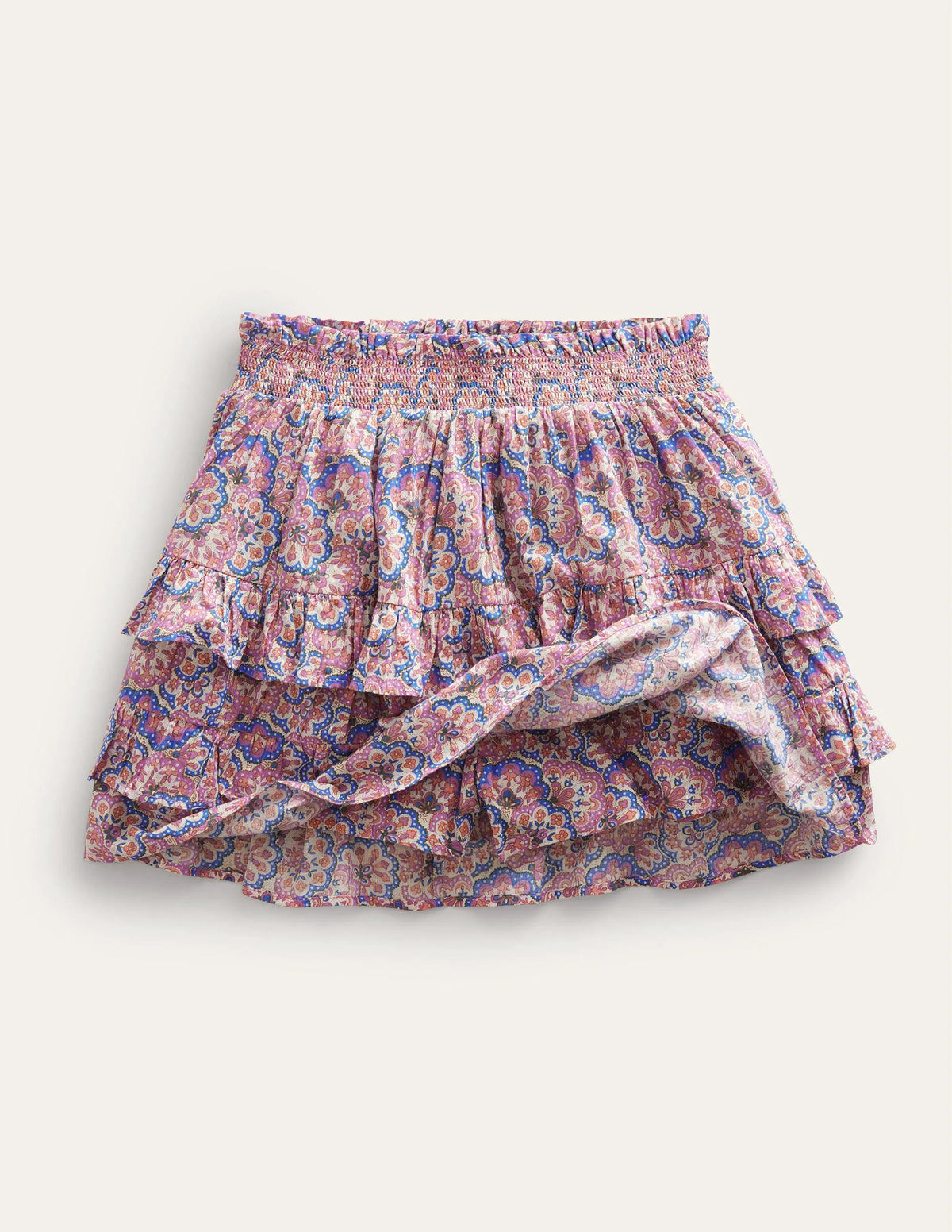 Ruffle Mini Skort-Lupin and Peach Paisley