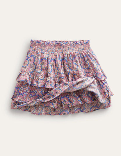 Ruffle Mini Skort-Lupin and Peach Paisley