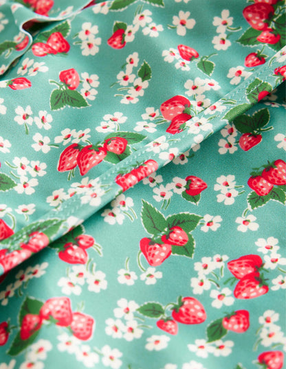 Tie Back Frilly Bikini-Aqua Sea Strawberry Ditsy