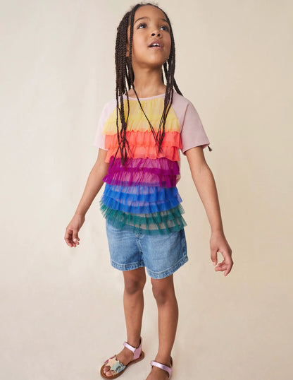Ruffle Tulle Top-Multi