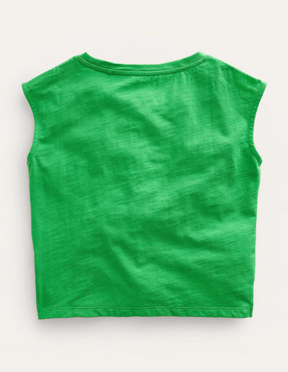 Gathered Front Tee-Bright Green