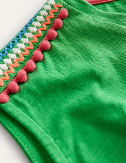 Gathered Front Tee-Bright Green